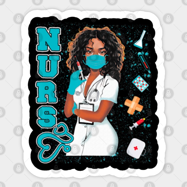 Black Nurse Uniform Face Mask Afro African Black History Sticker by marchizano